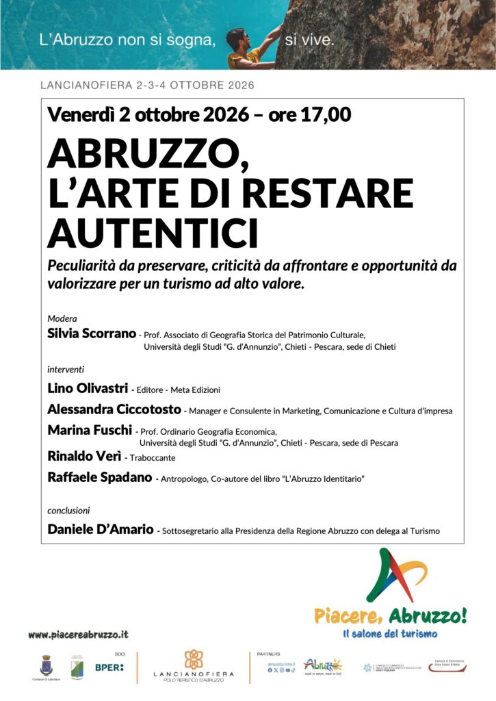 Locandina dell’incontro Abruzzo, l’arte di restare autentici