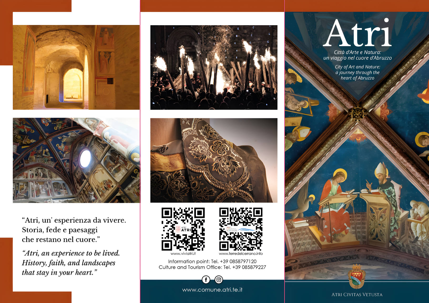 Pieghevole di Atri, Città d’Arte e Natura: copertina e contatti