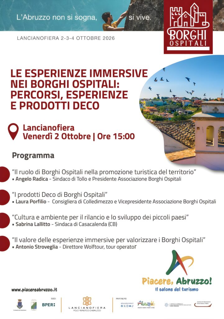 Locandina dell’incontro Le esperienze immersive nei Borghi Ospitali