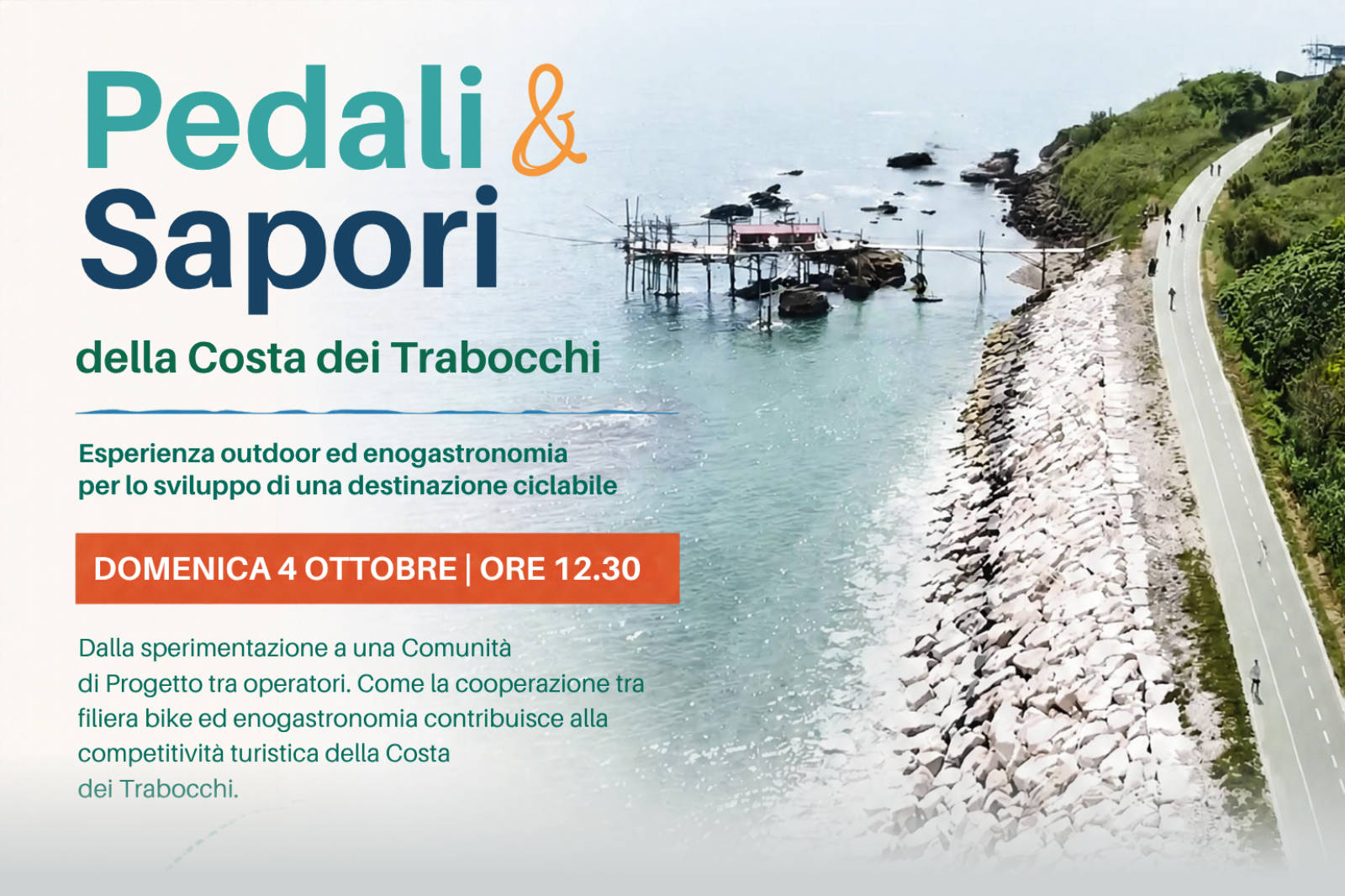 Pedali & Sapori della Costa dei Trabocchi: un trabocco e la pista ciclabile lungo la costa