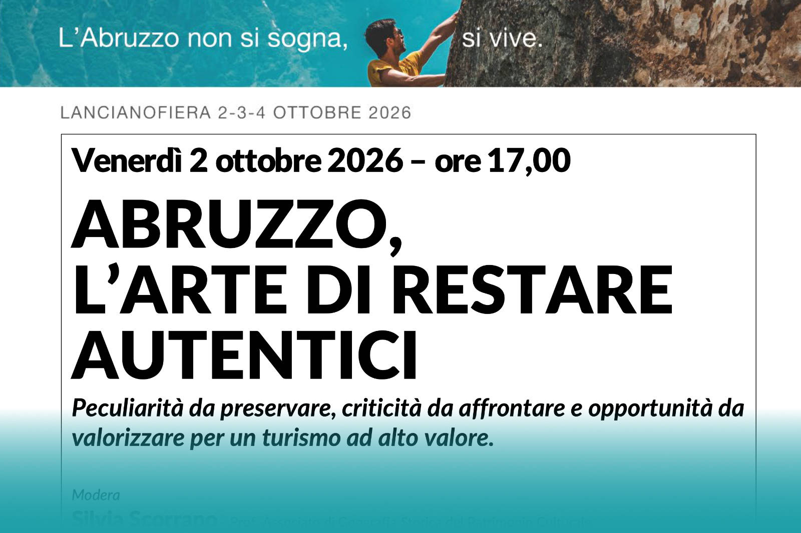 Locandina del panel Abruzzo, l'arte di restare autentici a Piacere, Abruzzo!