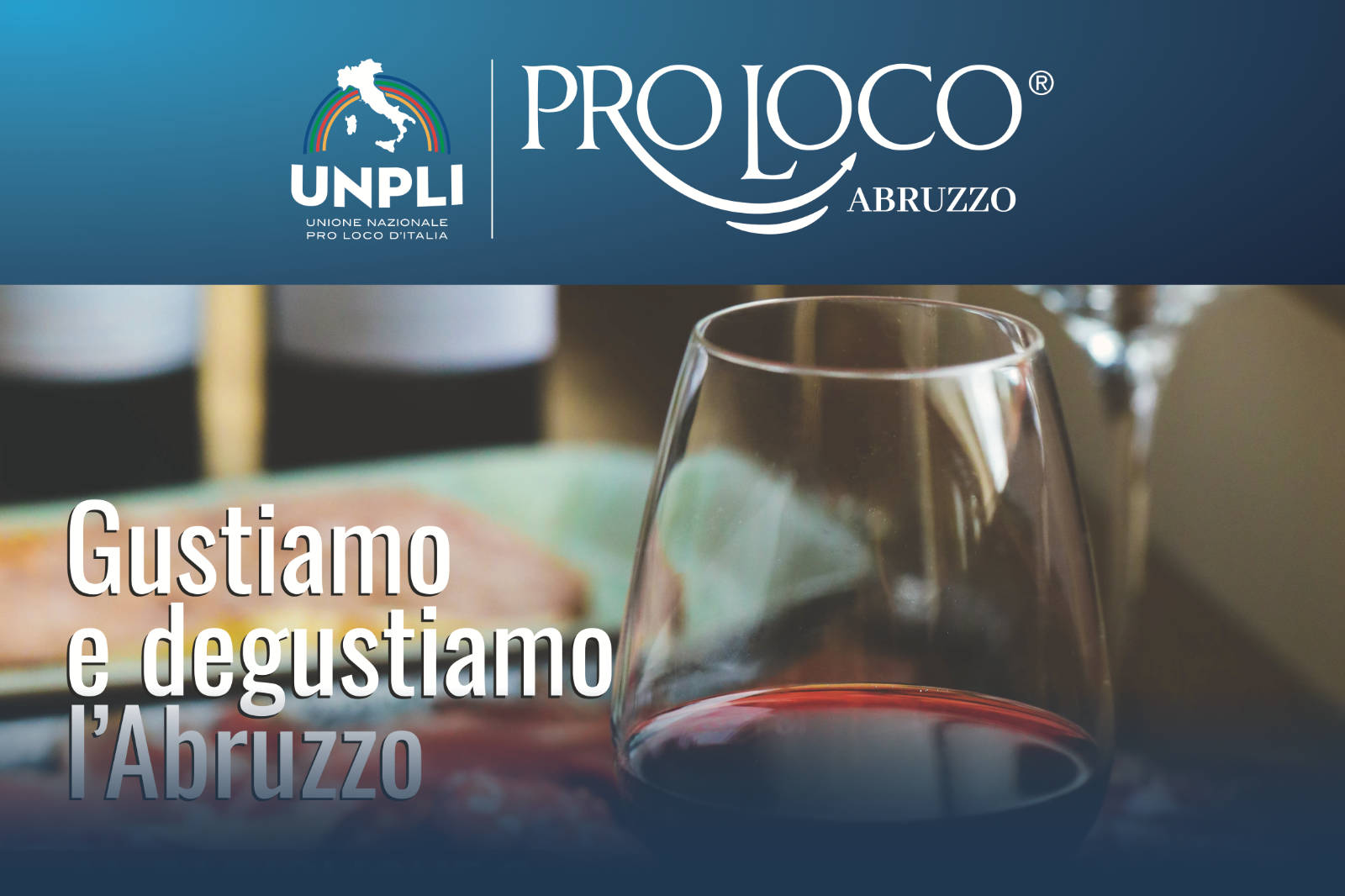 Logo di UNPLI e Pro Loco Abruzzo con un calice di vino rosso