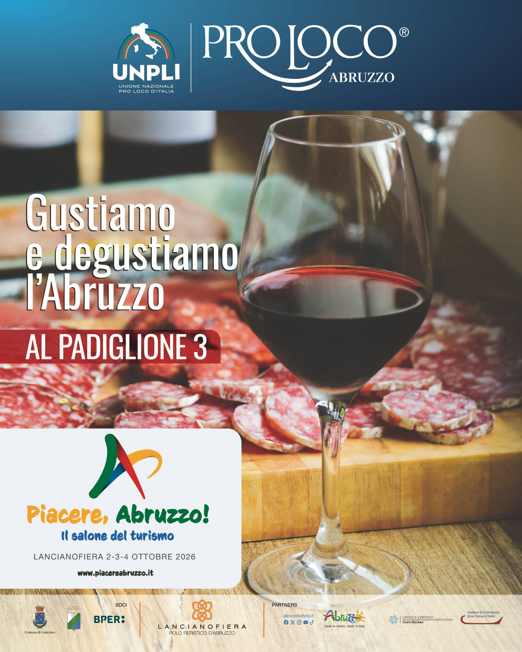 Locandina UNPLI Pro Loco Abruzzo: Gustiamo e degustiamo l’Abruzzo al padiglione 3